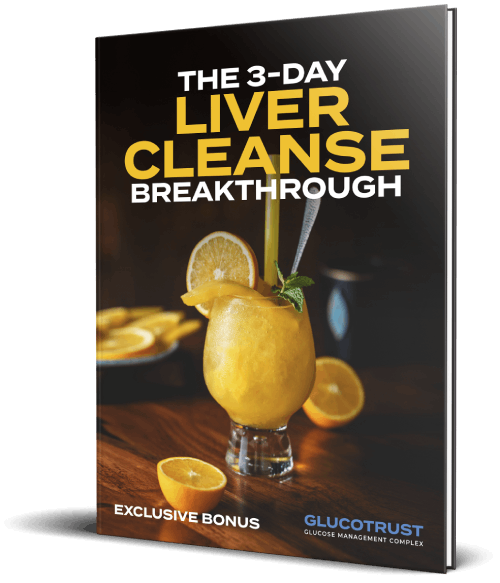 Cover of "The 3-Day Liver Breakthrough" bonus eBook with citrus juice drink